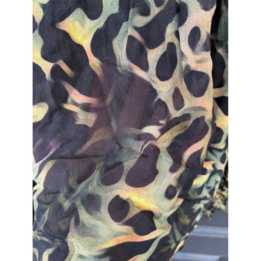 Blank London Womens XS Leopard Print Boho Blouse Crochet Trim Balloon Sleeve Top - Picture 8 of 12